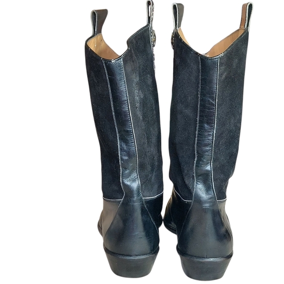 R. Martegani's Sun God Studded Black Leather with Decorative Ankle Strap Boots - Picture 6 of 15